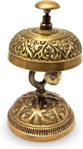 DA Ancein- Antique Ornate Desk Bell Solid Brass Nautical Table Bell Solid Brass Nautical Double Table Bell Desk Decorative Office/Hotel Décor