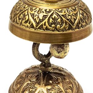 DA Ancein- Antique Ornate Desk Bell Solid Brass Nautical Table Bell Solid Brass Nautical Double Table Bell Desk Decorative Office/Hotel Décor