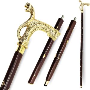 Da Ancein- Vintage Brass Serpent 36" Walking Cane Antique Style Brass Snake Handle - Stylish and Elegant Outdoor Adventure Companion for Hiking and Camping