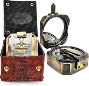DA Ancein-Nautical Compass – 2.5 Inch Rectangle -Design with Intricate Leather Box for Collectors and Decor