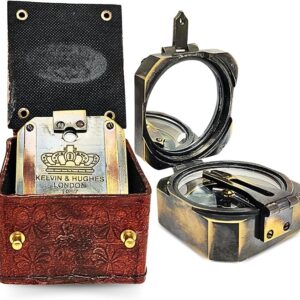 DA Ancein-Nautical Compass – 2.5 Inch Rectangle -Design with Intricate Leather Box for Collectors and Decor